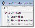 File and Folder Selection Window: click to enlarge