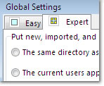 Global Expert Settings Window: click to enlarge