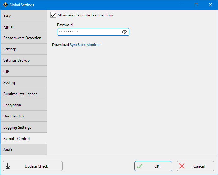 Remote Control settings