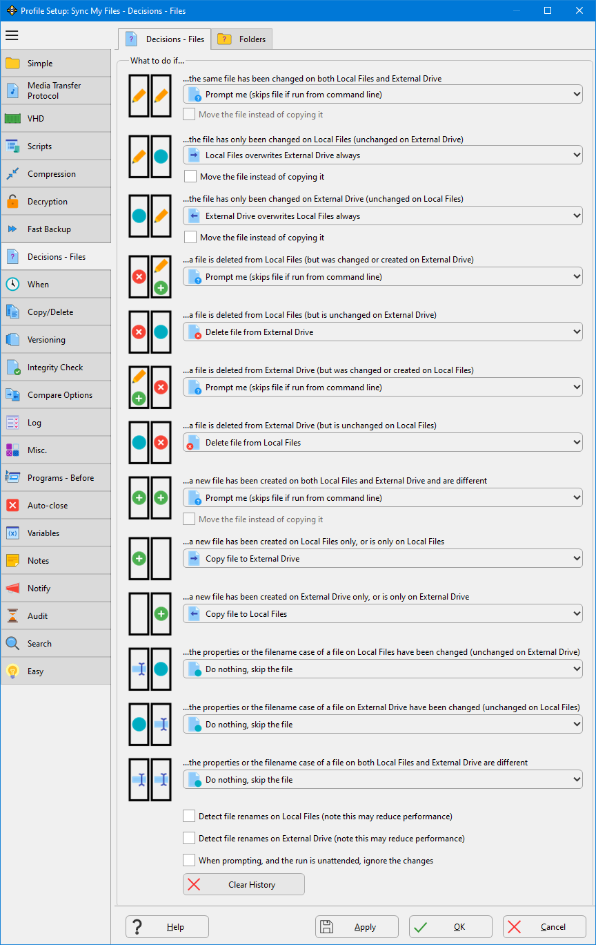 File Decisions menu