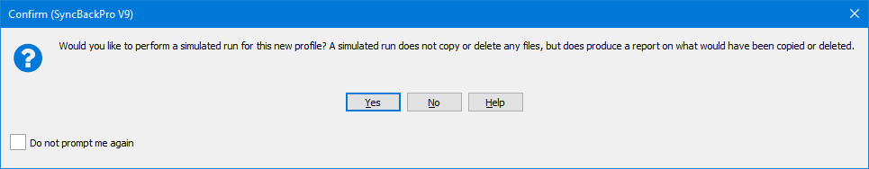 Simulated Run Prompt - test the file sync before it takes place