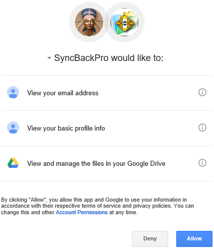 google drive backup and sync settings